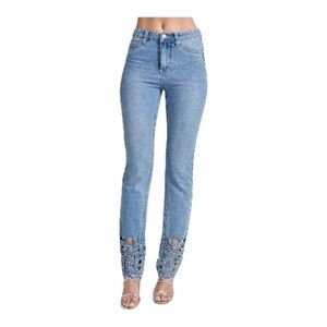 Venus Denim Jeans With Rips and Embellishments at Legs Size 6 like new